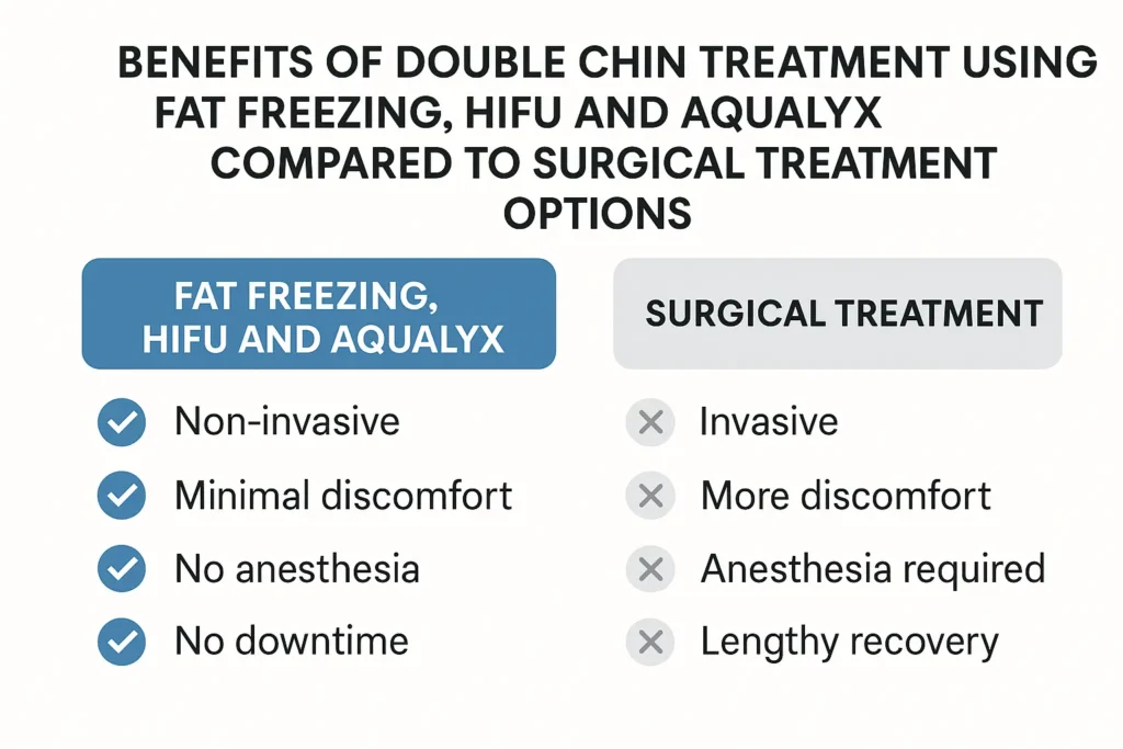 Graphic about the benefits of double chin treatment Bexhill - from LA LIPO